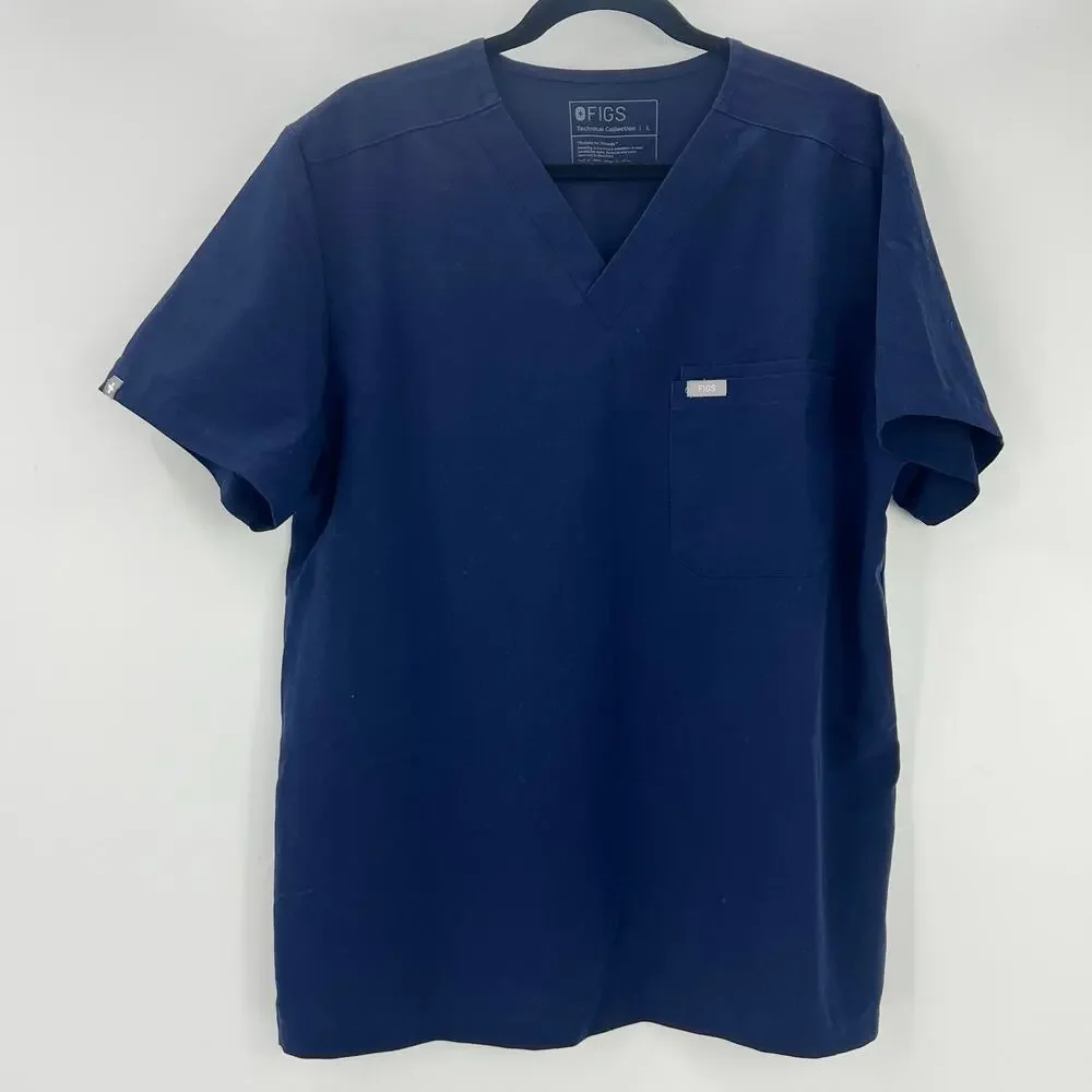 FIGS Mens Leon Technical Collection‎ Scrub Top V-Neck Blue Size Large - Picture 2 of 8